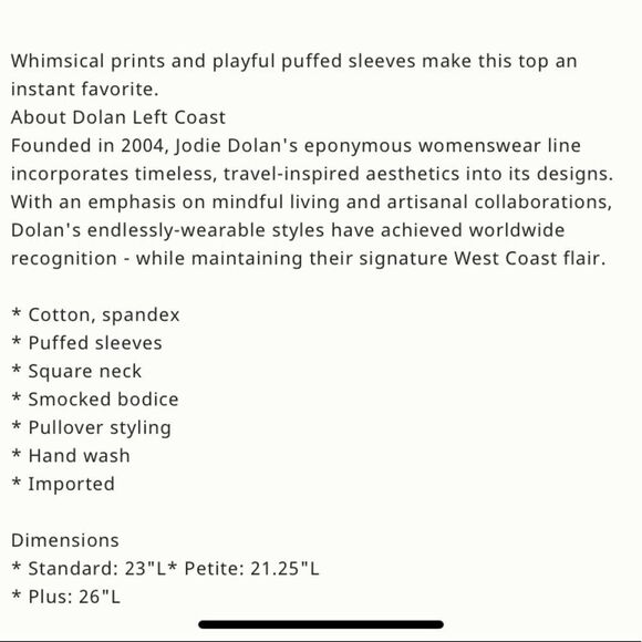 New Dolan Yvan tropical puff sleeve top. - Picture 8 of 8